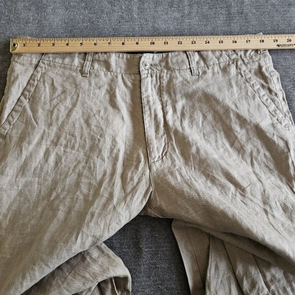 Linea Pants Mens 36R Beige Linen Pockets Classic Drawstrings Minimalist Preppy - Picture 4 of 15